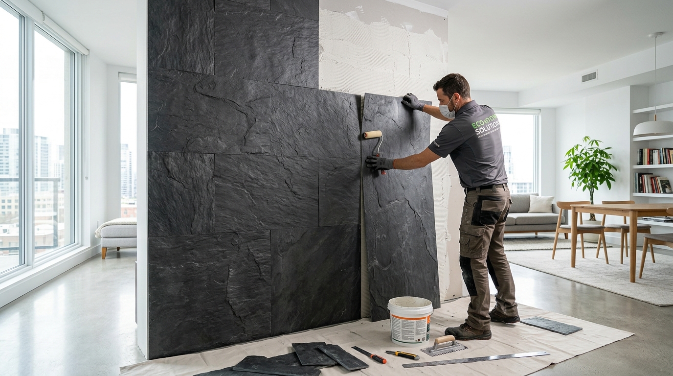 Indoor Flexible Stone Installation Process