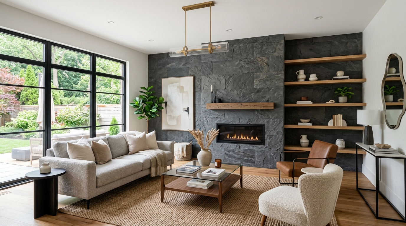 Flexible stone for interior accent walls and architectural features